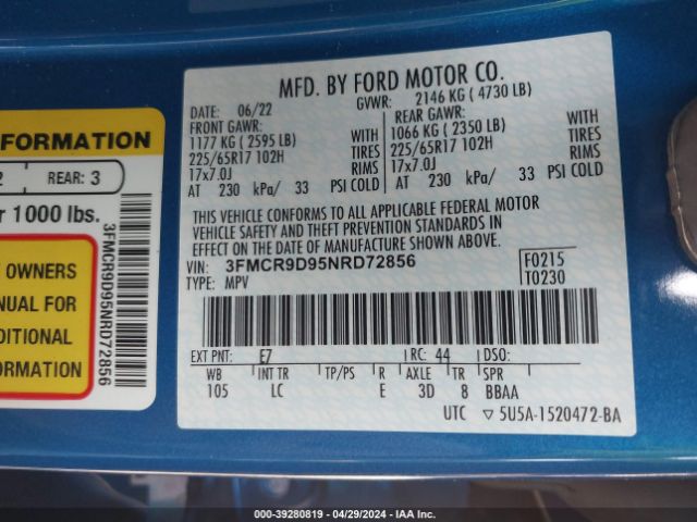 3FMCR9D95NRD72856 Ford Bronco Sport Badlands