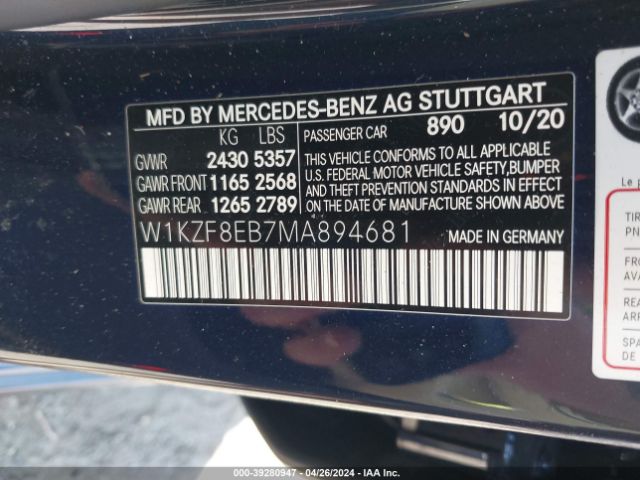 W1KZF8EB7MA894681 Mercedes-Benz E 350 4matic