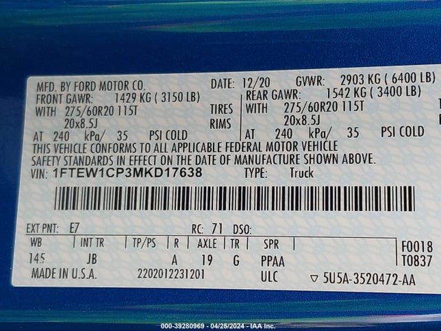 Ford F-150 Xl 2021 1FTEW1CP3MKD17638 Image 9