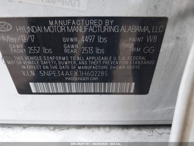 Hyundai SONATA SEL 2018 5NPE34AFXJH602285 Image 9