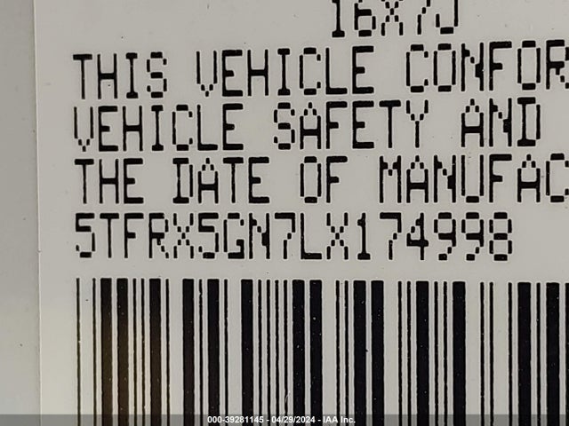Toyota Tacoma Sr 2020 5TFRX5GN7LX174998 Image 9