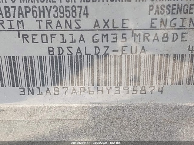 Nissan SENTRA SV 2017 3N1AB7AP6HY395874 Image 9