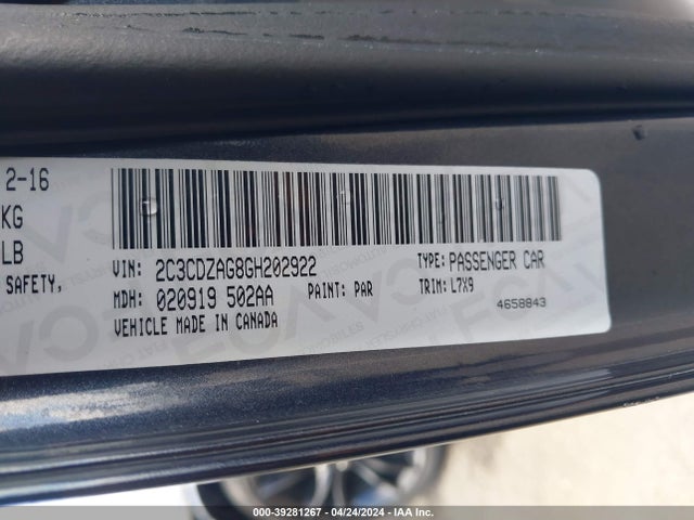 Dodge Challenger Sxt 2016 2C3CDZAG8GH202922 Image 9