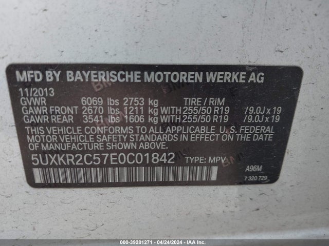 BMW X5 Sdrive35i 2014 5UXKR2C57E0C01842 Image 9