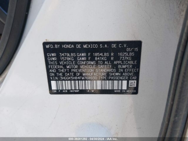 3HGGK5H84FM768930 Honda Fit Ex/ex-l