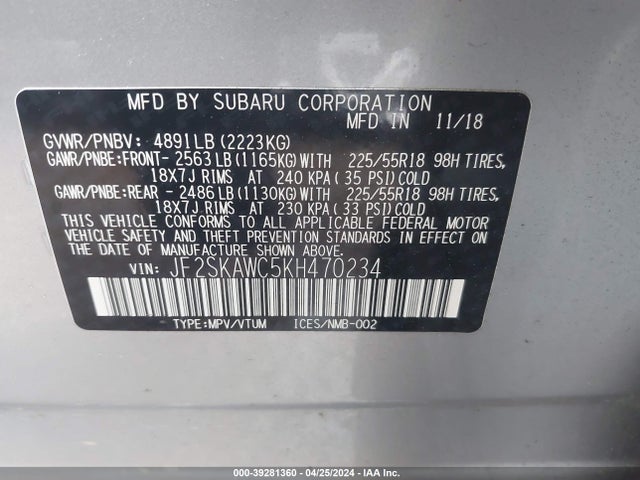 Subaru Forester Touring 2019 JF2SKAWC5KH470234 Image 9