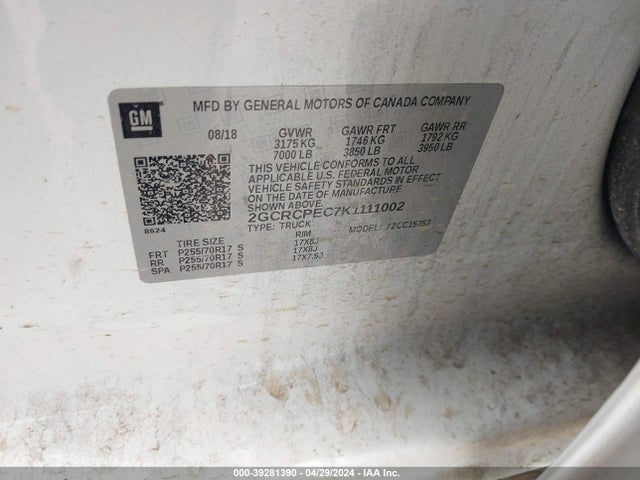 Chevrolet Silverado 1500 Ld Lt 2019 2GCRCPEC7K1111002 Image 9