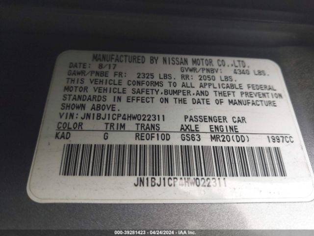 JN1BJ1CP4HW022311 Nissan Rogue Sport Sv