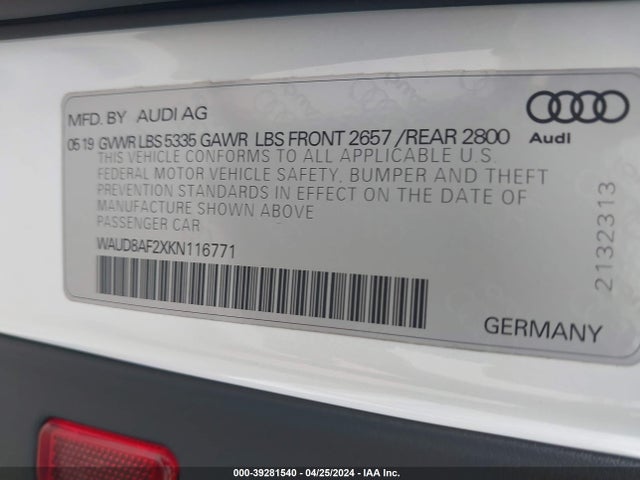 WAUD8AF2XKN116771 Audi A6 45 Premium