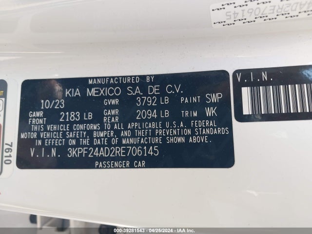 KIA Forte Lxs 2024 3KPF24AD2RE706145 Image 9