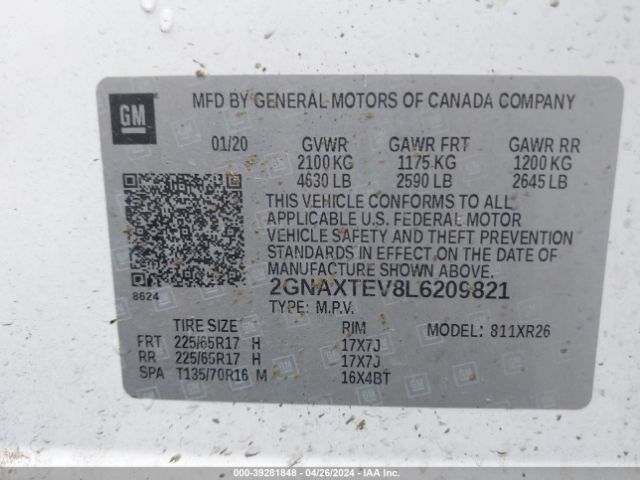 2GNAXTEV8L6209821 Chevrolet Equinox Awd 2fl