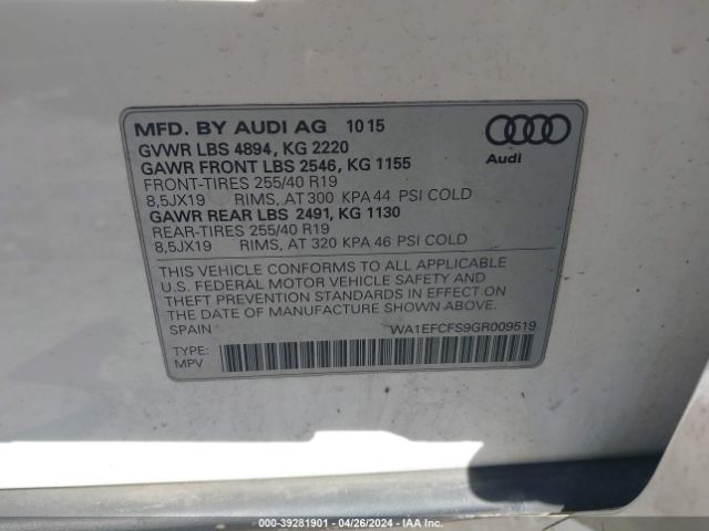 WA1EFCFS9GR009519 Audi Q3 2.0t Premium Plus