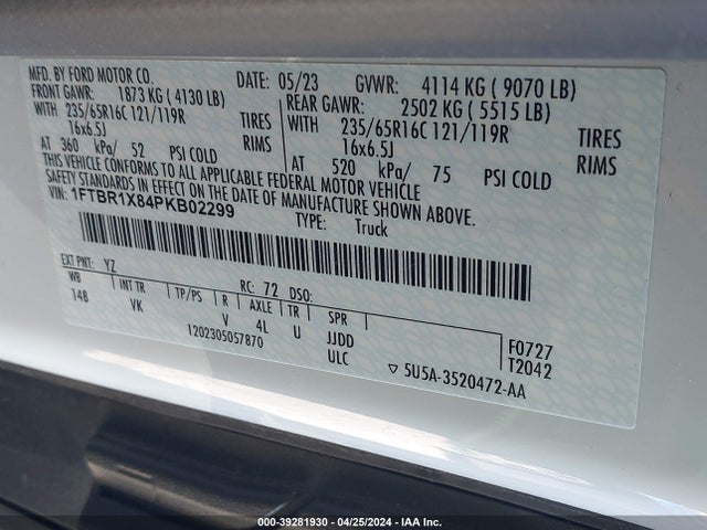 Ford Transit-250 2023 1FTBR1X84PKB02299 Image 9