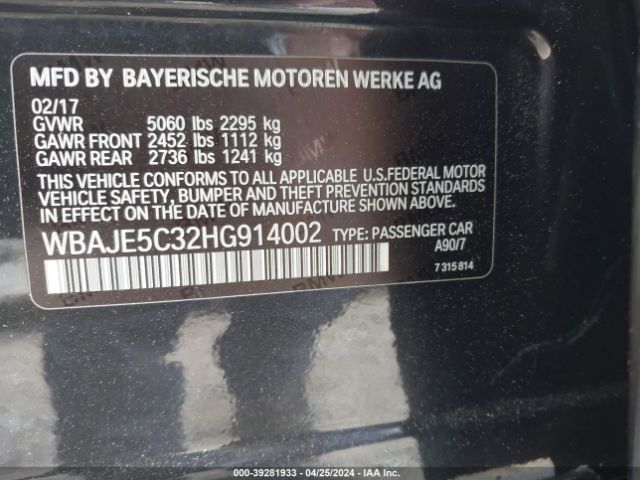 WBAJE5C32HG914002 BMW 540I