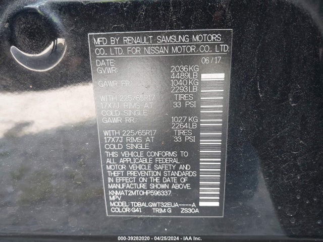 Nissan ROGUE SV 2017 KNMAT2MT0HP596337 Image 9