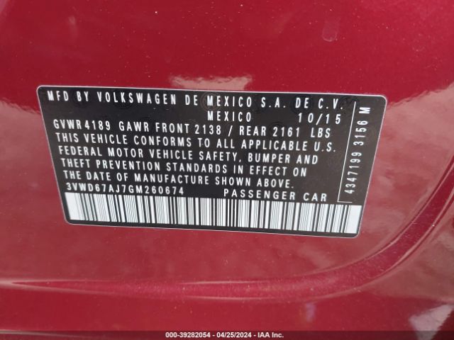 3VWD67AJ7GM260674 Volkswagen Jetta 1.4t Se