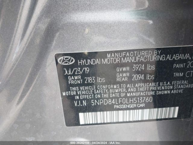 5NPD84LF0LH513760 Hyundai ELANTRA SEL