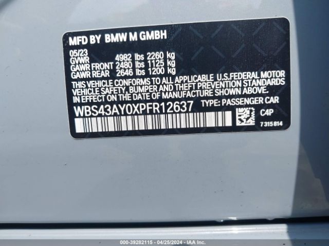 WBS43AY0XPFR12637 BMW M3 Competition Xdrive