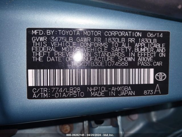 JTDKDTB30E1074588 Toyota Prius C Four