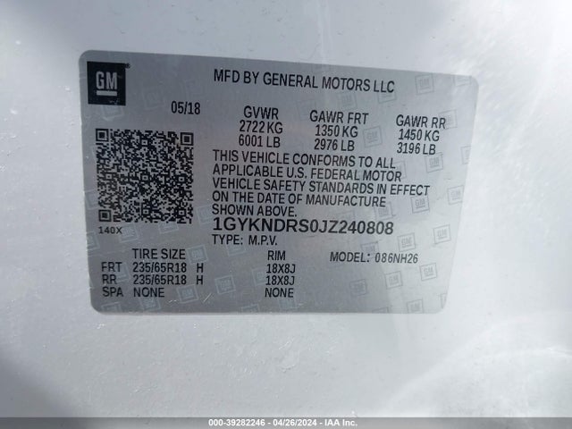 1GYKNDRS0JZ240808 Cadillac XT5 LUXURY