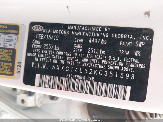 KIA Optima Lx 2019 5XXGT4L32KG351593 Image 9