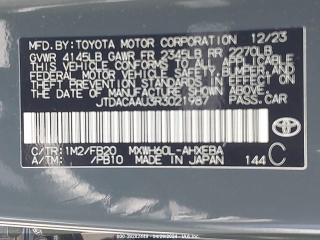 Toyota Prius Le 2024 JTDACAAU3R3021987 Image 9