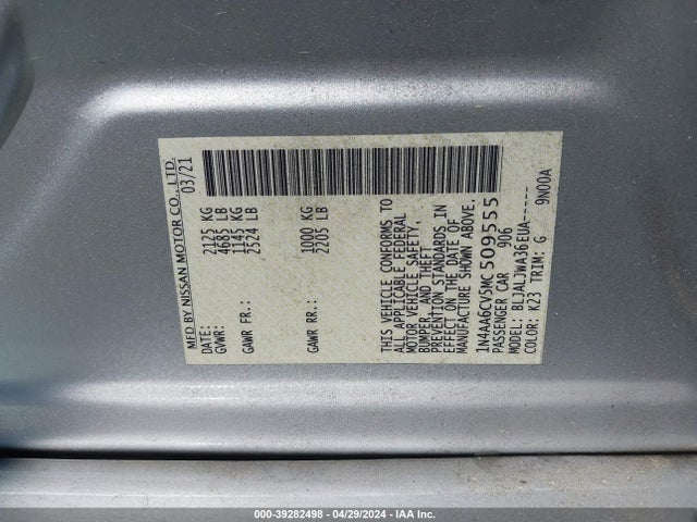 Nissan Maxima Sv Xtronic Cvt 2021 1N4AA6CV5MC509555 Image 9