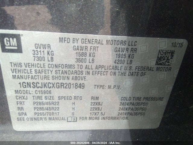 Chevrolet Suburban Ltz 2016 1GNSCJKCXGR201849 Image 9