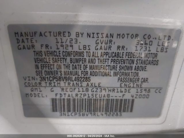 3N1CP5BV9RL492285 Nissan Kicks S Xtronic Cvt