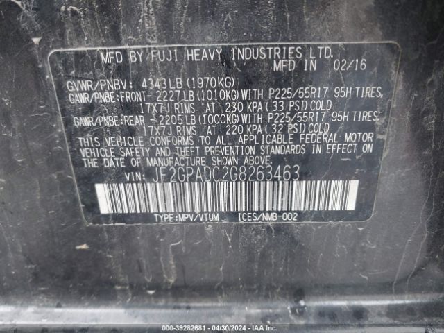JF2GPADC2G8263463 Subaru Crosstrek 2.0i Premium