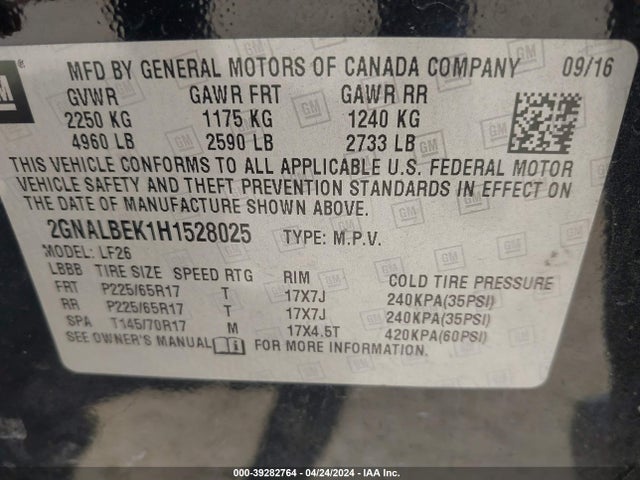 Chevrolet EQUINOX LS 2017 2GNALBEK1H1528025 Image 9