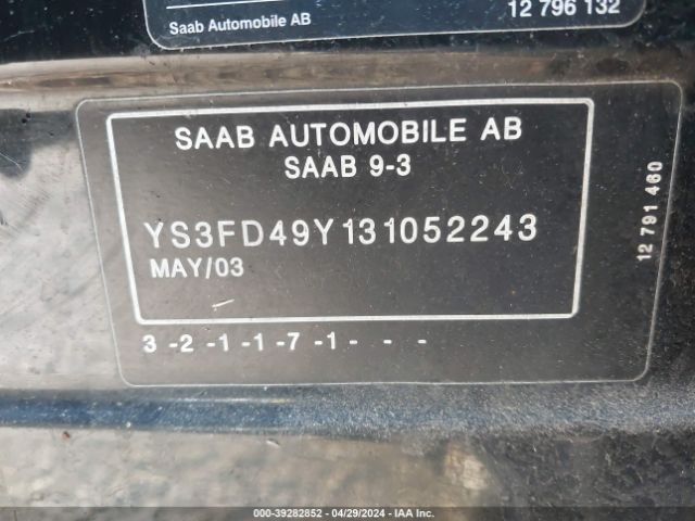 2003 SAAB 9-3 YS3FD49Y131052243 Photo 8