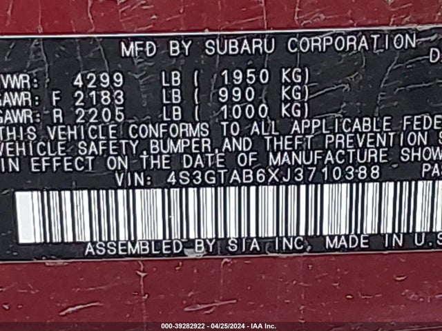 Subaru Impreza 2.0i Premium 2018 4S3GTAB6XJ3710388 Image 9