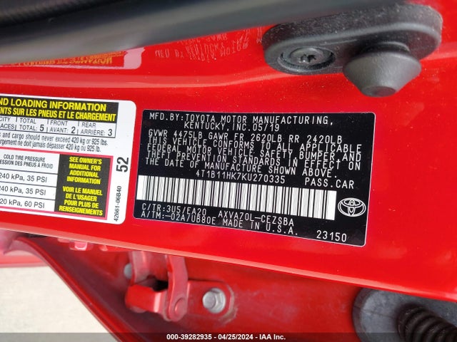 Toyota CAMRY SE 2019 4T1B11HK7KU270335 Image 9
