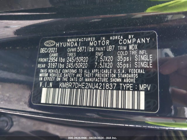 Hyundai Palisade Calligraphy 2022 KM8R7DHE2NU421837 Image 9