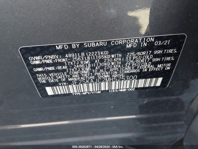 JF2SKAJC2MH525300 Subaru Forester Premium