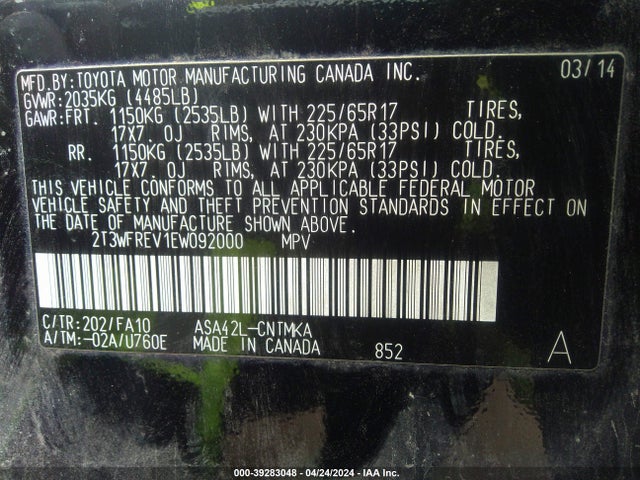 Toyota Rav4 Xle 2014 2T3WFREV1EW092000 Image 9