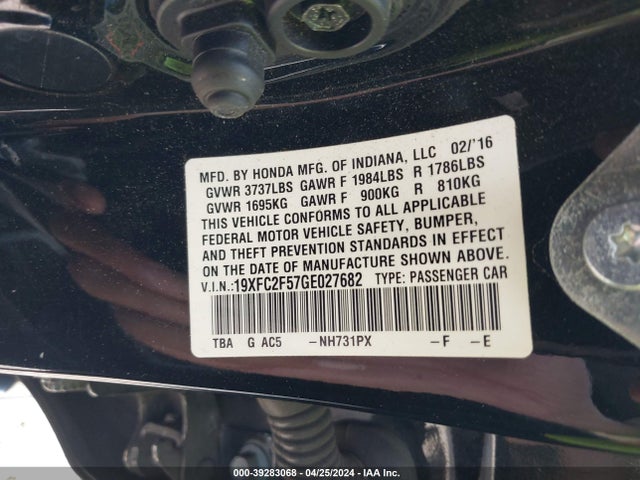 Honda Civic Lx 2016 19XFC2F57GE027682 Image 9
