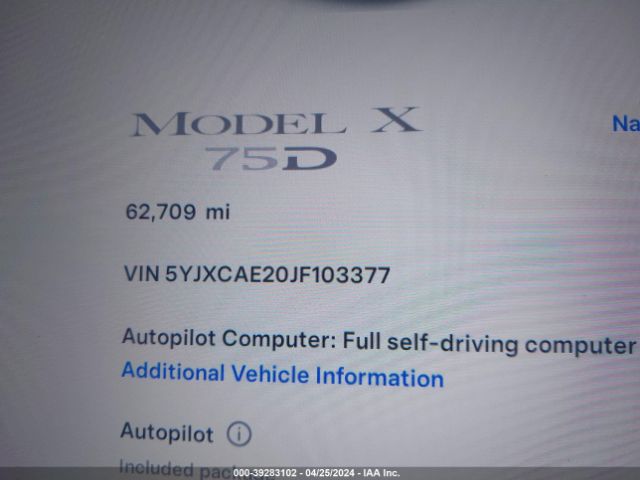 5YJXCAE20JF103377 Tesla Model X 100d/75d/p100d