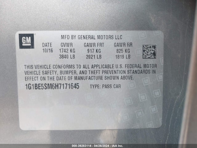 Chevrolet Cruze Lt Auto 2017 1G1BE5SM6H7171645 Image 9