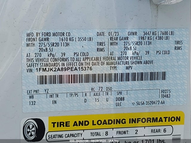 Ford Expedition Limited Max 2023 1FMJK2A89PEA15376 Image 9