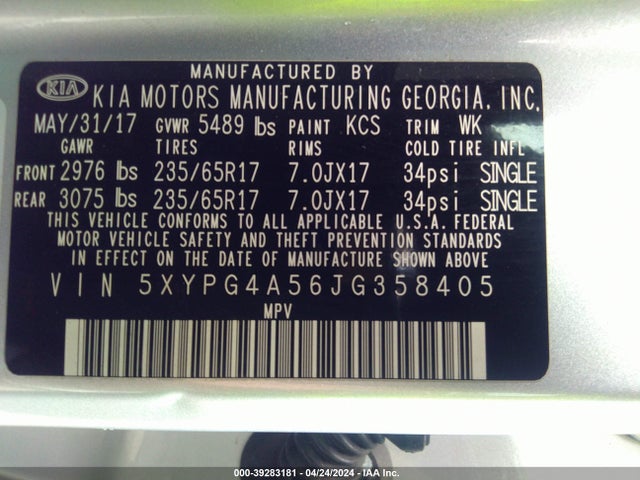 KIA Sorento 3.3l Lx 2018 5XYPG4A56JG358405 Image 9