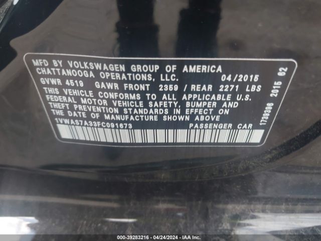 1VWAS7A33FC091673 Volkswagen Passat 1.8t Limited Edition