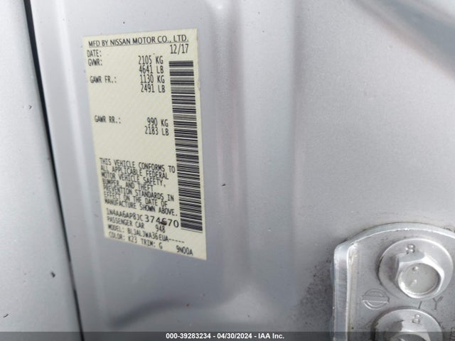 Nissan Maxima 3.5 Sv 2018 1N4AA6AP8JC374670 Image 9