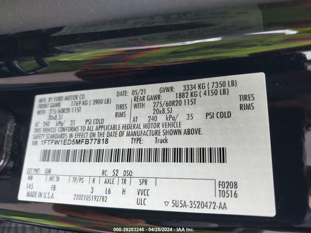 Ford F-150 Xlt 2021 1FTFW1ED5MFB77818 Image 9