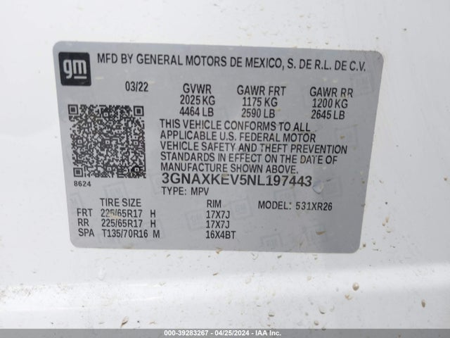 Chevrolet EQUINOX LT 2022 3GNAXKEV5NL197443 Image 9