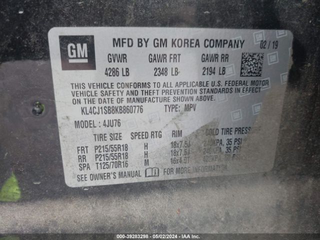 KL4CJ1SB8KB860776 Buick Encore Fwd Sport Touring