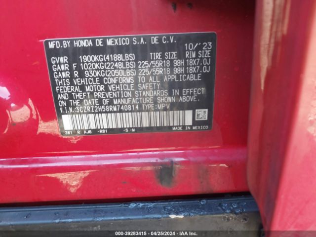 3CZRZ2H58RM740814 Honda HR-V