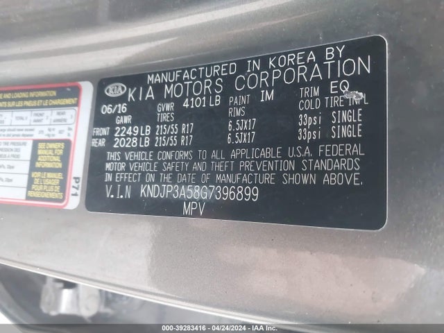 KIA SOUL + 2016 KNDJP3A58G7396899 Image 9