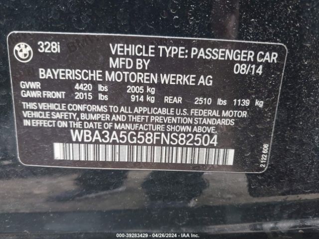 WBA3A5G58FNS82504 BMW 328I